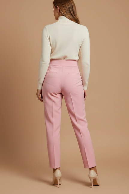 Pantalon À Pince Slim Femme - Rose Gabardine - vue 2