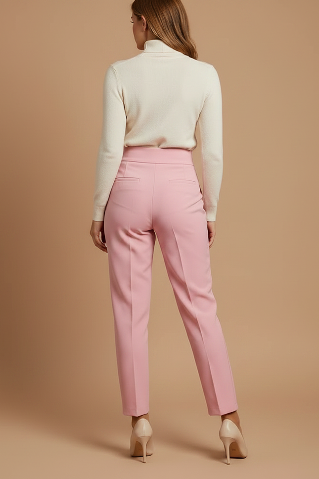 Pantalon À Pince Slim Femme - Rose Gabardine - vue 2