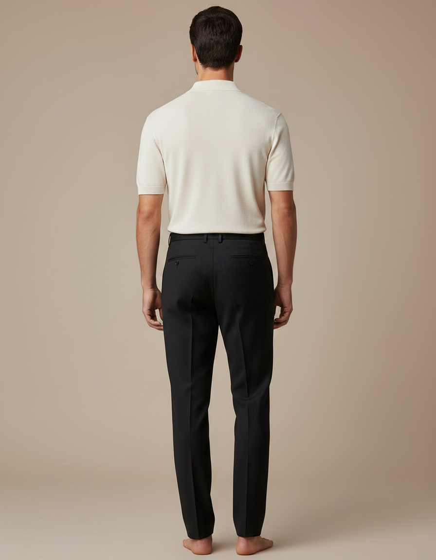 Pantalon À Pince Noir Droit Élégant Classique Homme - Gabardine - vue 2
