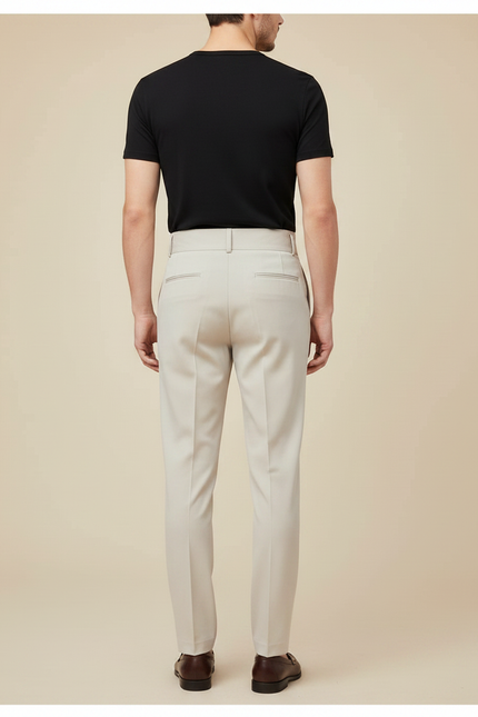 Pantalon À Pince Beige Plissé Taille Haute Homme Élégant - Gabardine - vue 2