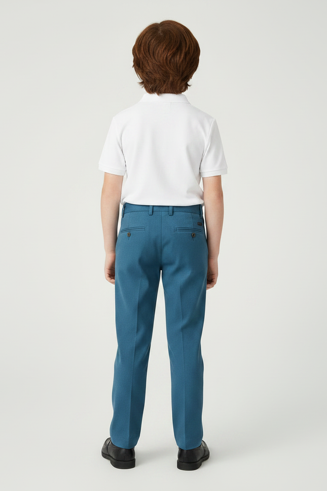 Pantalon À Pince Bleu Canard Plissé Garçon Élégant - Polyester - vue 2