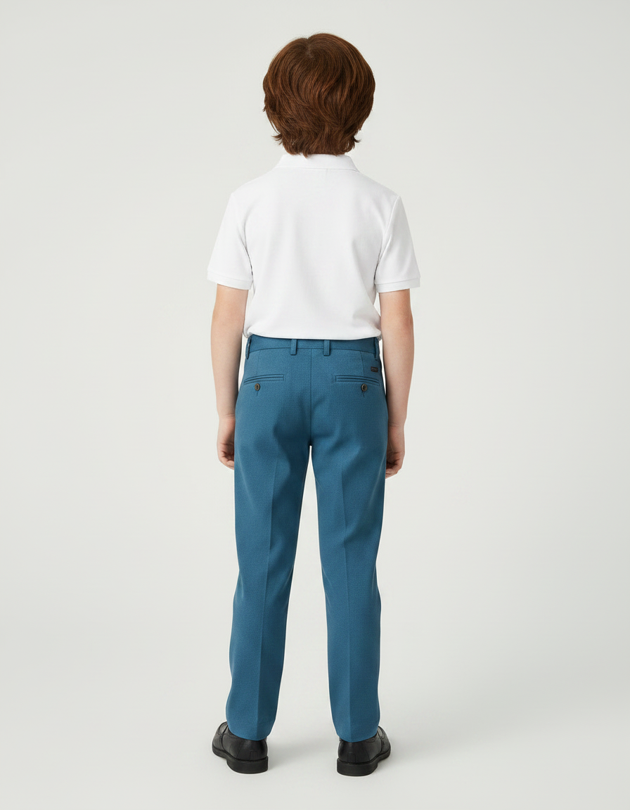 Pantalon À Pince Bleu Canard Plissé Garçon Élégant - Polyester - vue 2