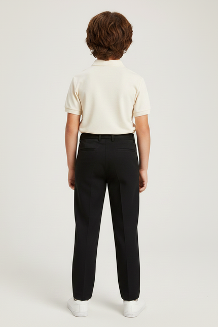 Pantalon À Pince Noir Droit Élégant Enfant - Gabardine - vue 2