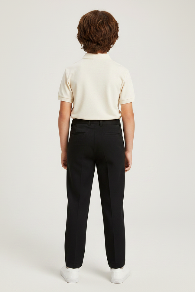 Pantalon À Pince Noir Droit Élégant Enfant - Gabardine - vue 2