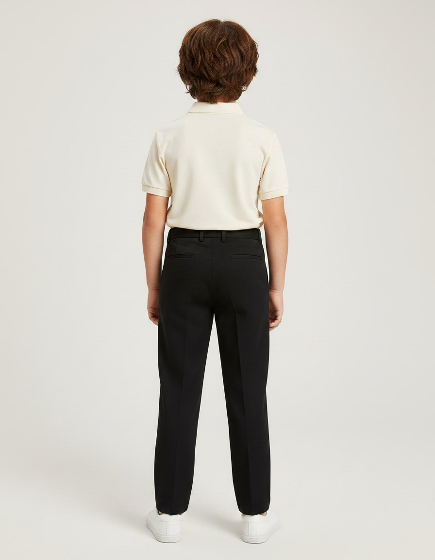 Pantalon À Pince Noir Droit Élégant Enfant - Gabardine - vue 2
