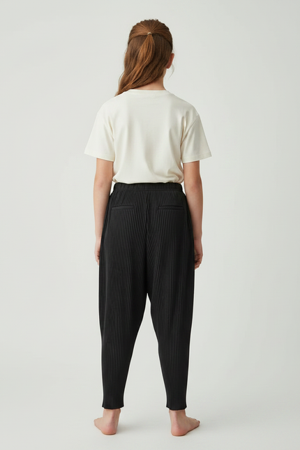 Pantalon À Pince Noir Plissé Ample Décontracté - Polyester - vue 2