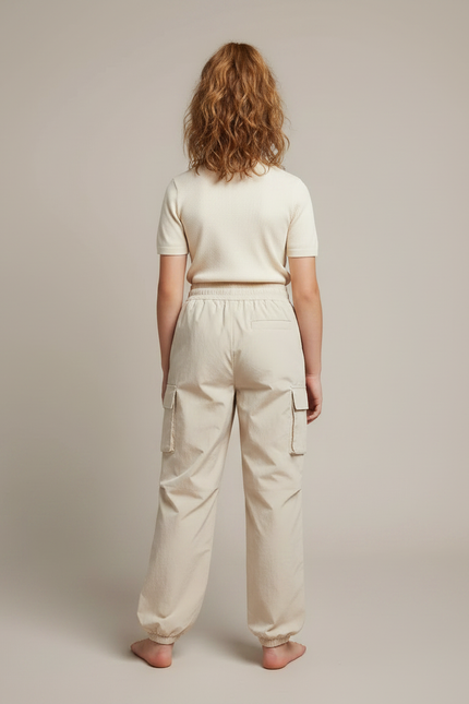 Pantalon À Pince Beige Ample Décontracté Enfant - Polyester - vue 2