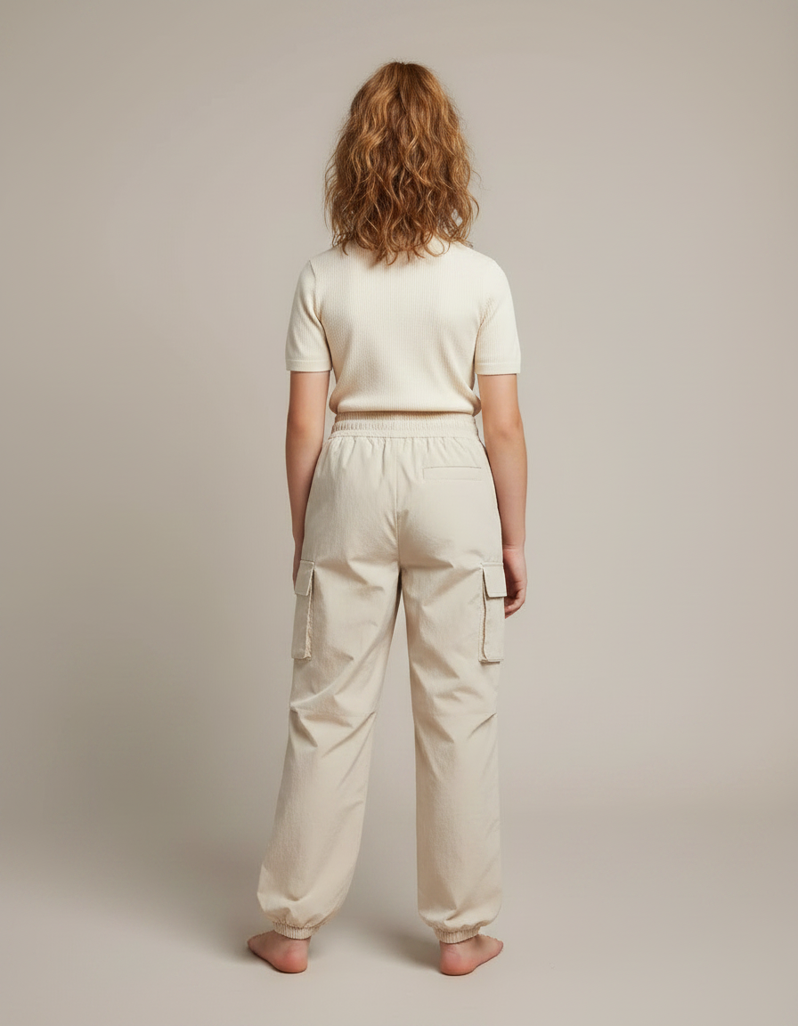 Pantalon À Pince Beige Ample Décontracté Enfant - Polyester - vue 2