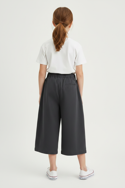 Pantalon À Pince Gris Plissé Ample Fille Décontracté - Gabardine - vue 2