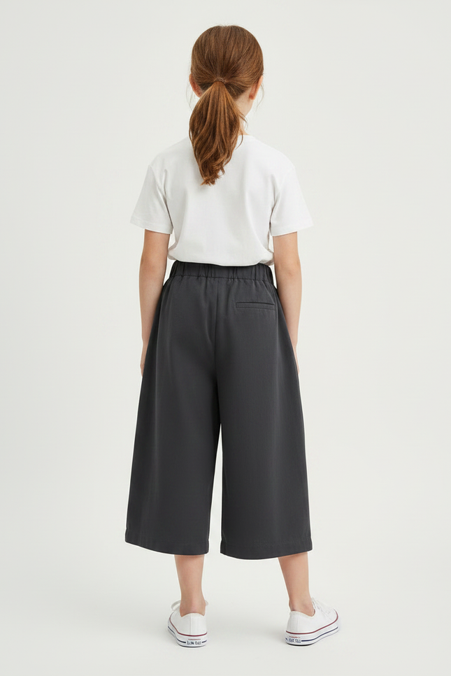 Pantalon À Pince Gris Plissé Ample Fille Décontracté - Gabardine - vue 2