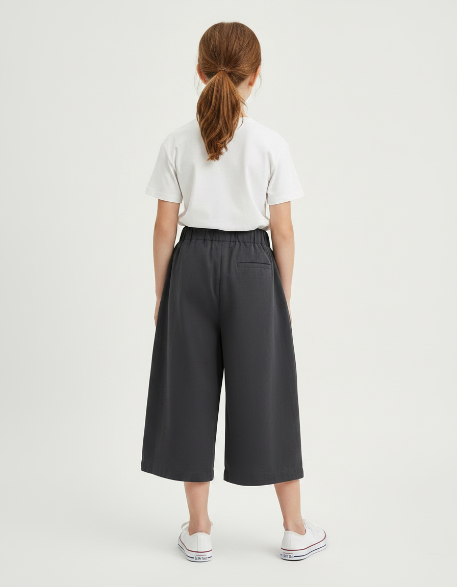 Pantalon À Pince Gris Plissé Ample Fille Décontracté - Gabardine - vue 2