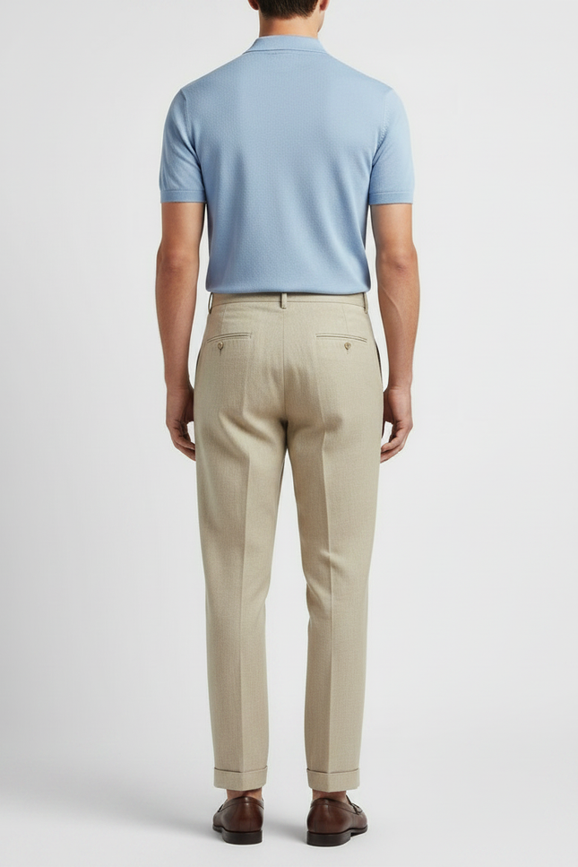 Pantalon À Pince Beige Lin Plissé Droit Léger - vue 2