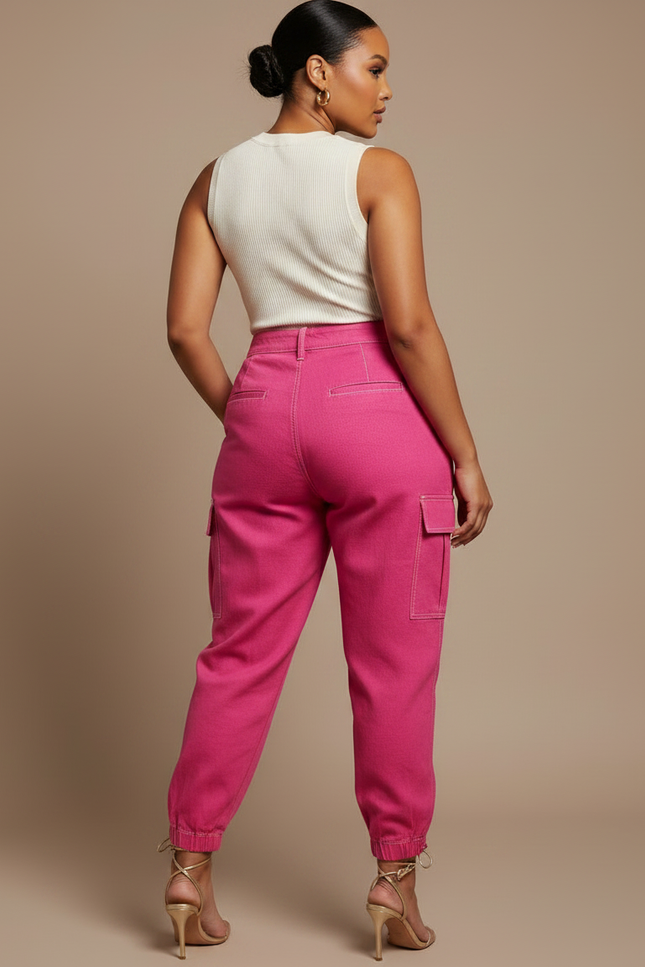 Pantalon À Pince Femme Ronde - Rose Toile - vue 2