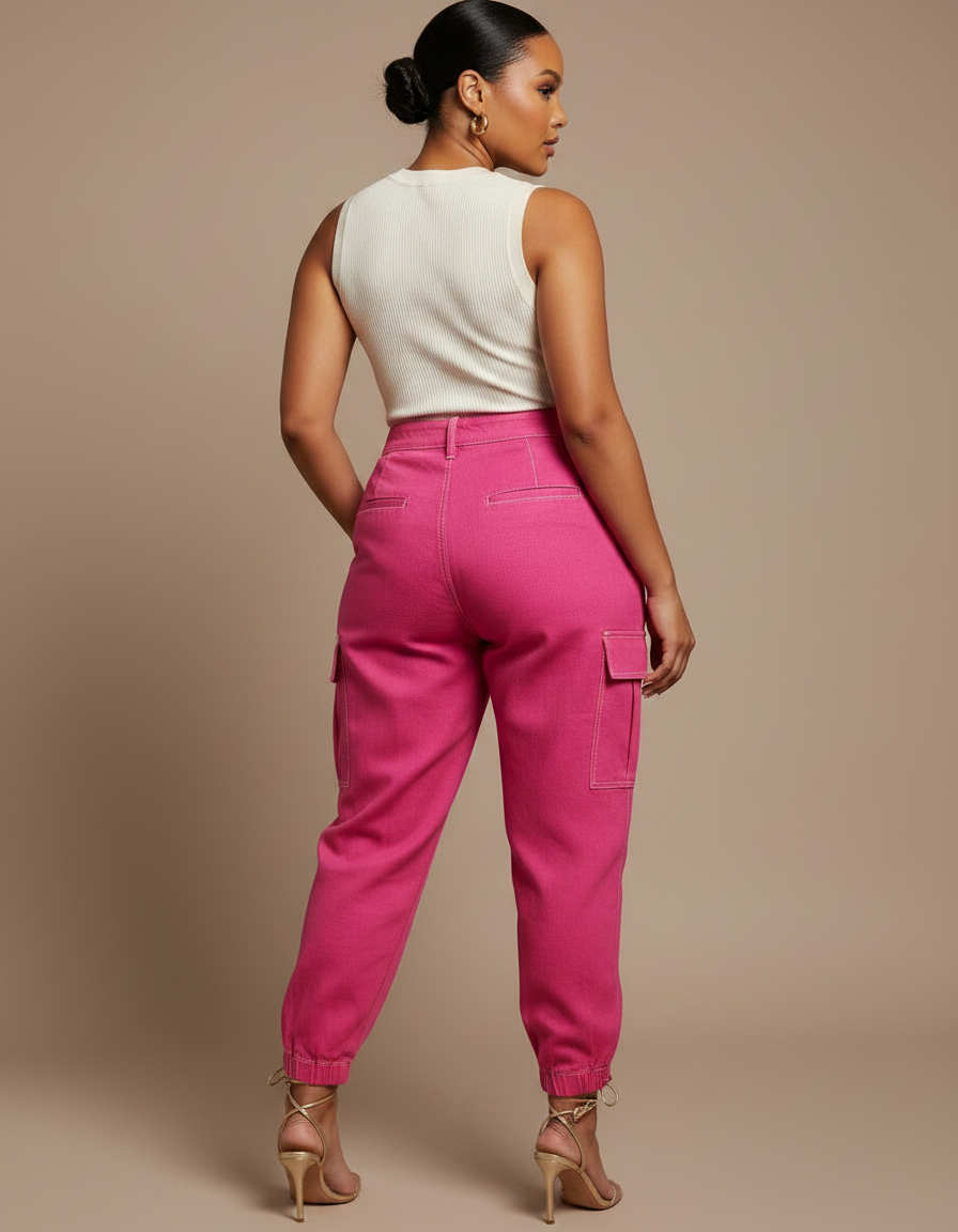 Pantalon À Pince Femme Ronde - Rose Toile - vue 2