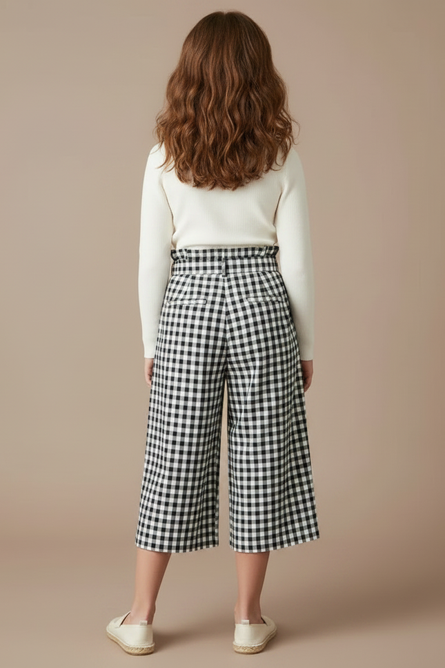 Pantalon À Pince Vichy Fluide Ample Fille - Imprimé Viscose - vue 2