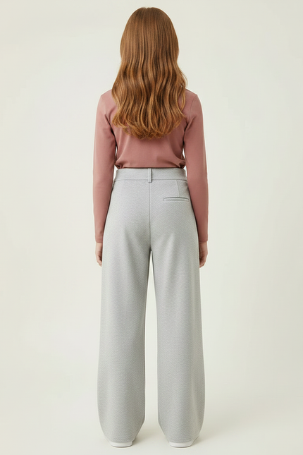 Pantalon À Pince Gris Ample Décontracté Fluide - Molleton - vue 2
