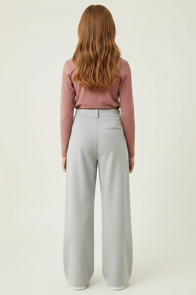 Pantalon À Pince Gris Ample Décontracté Fluide - Molleton - vue 2