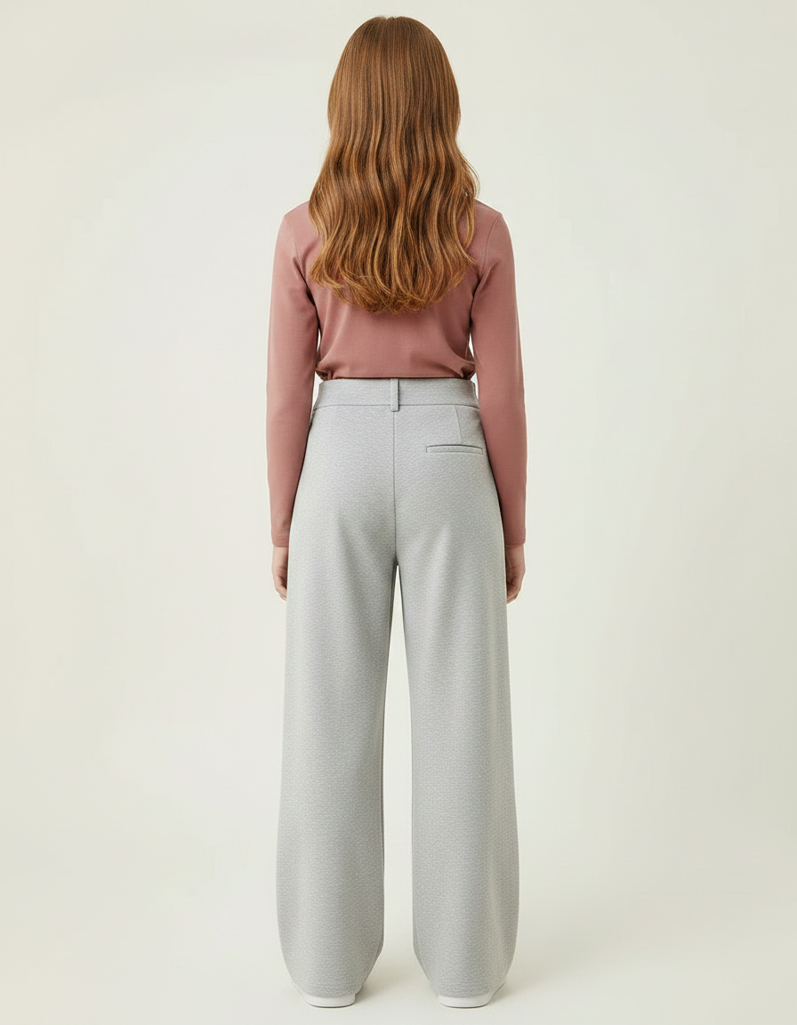 Pantalon À Pince Gris Ample Décontracté Fluide - Molleton - vue 2