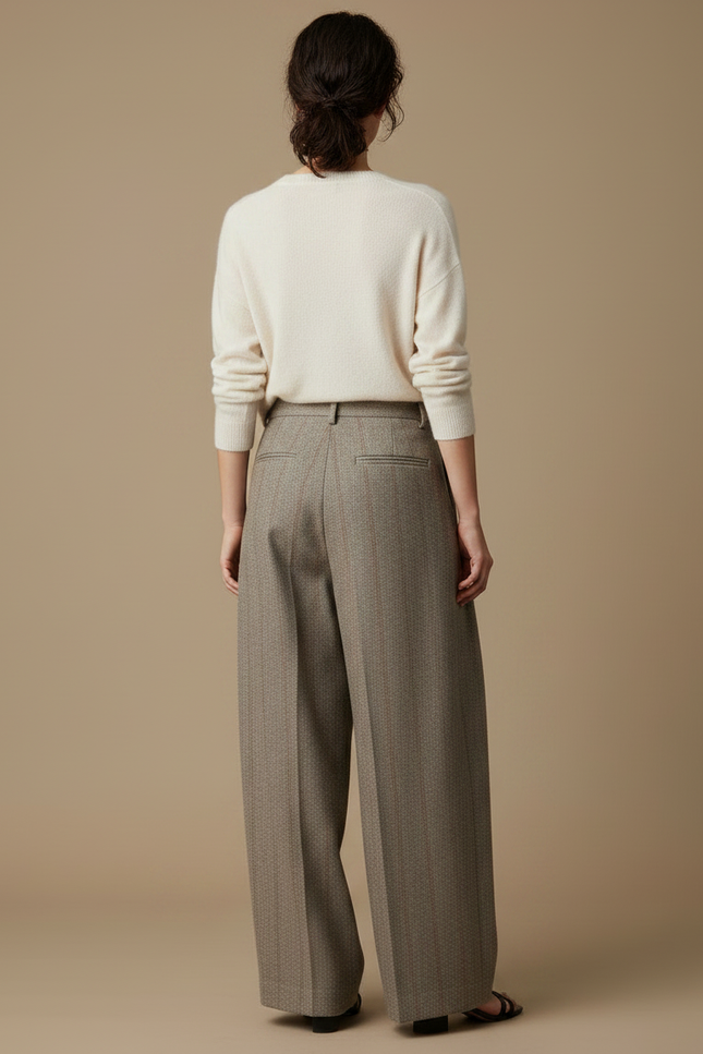 Pantalon Gris À Pince Femme - Tweed - vue 2