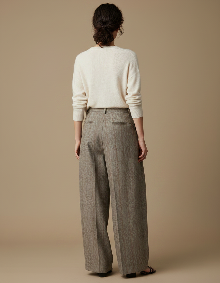 Pantalon Gris À Pince Femme - Tweed - vue 2