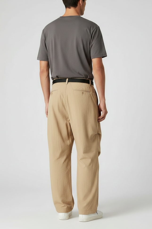 Pantalon À Pince Beige Ample Plissé Nylon Décontracté - Polyester - vue 2