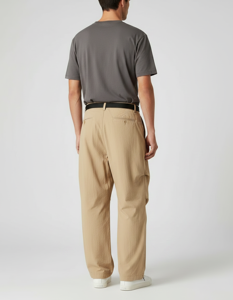 Pantalon À Pince Beige Ample Plissé Nylon Décontracté - Polyester - vue 2