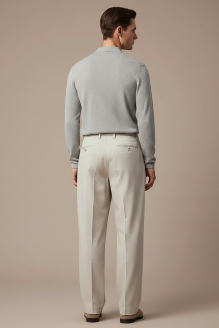 Pantalon À Pince Beige Ample Plissé Décontracté Homme - Gabardine - vue 2