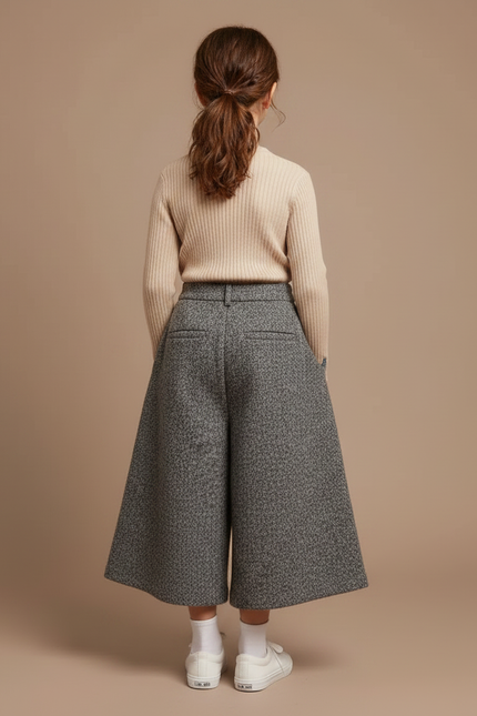 Pantalon À Pince Gris Chiné Ample Hiver Enfant - Tweed - vue 2