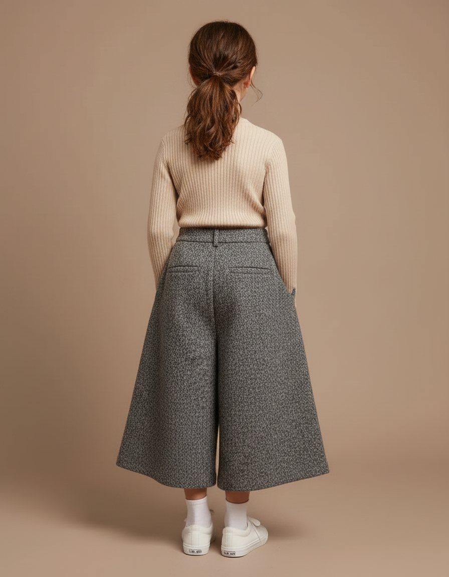 Pantalon À Pince Gris Chiné Ample Hiver Enfant - Tweed - vue 2