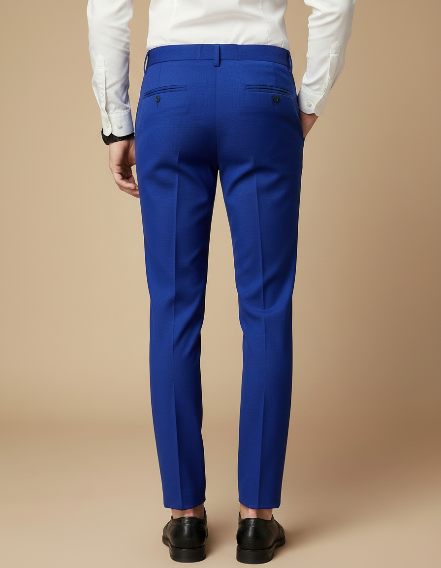 Pantalon À Pince Bleu Royal Slim Homme Formel - Polyester - vue 2