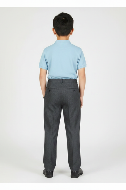 Pantalon À Pince Gris Foncé Texturé Droit Élégant - Tweed - vue 2