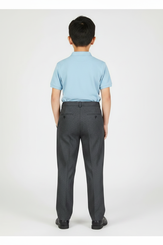 Pantalon À Pince Gris Foncé Texturé Droit Élégant - Tweed - vue 2