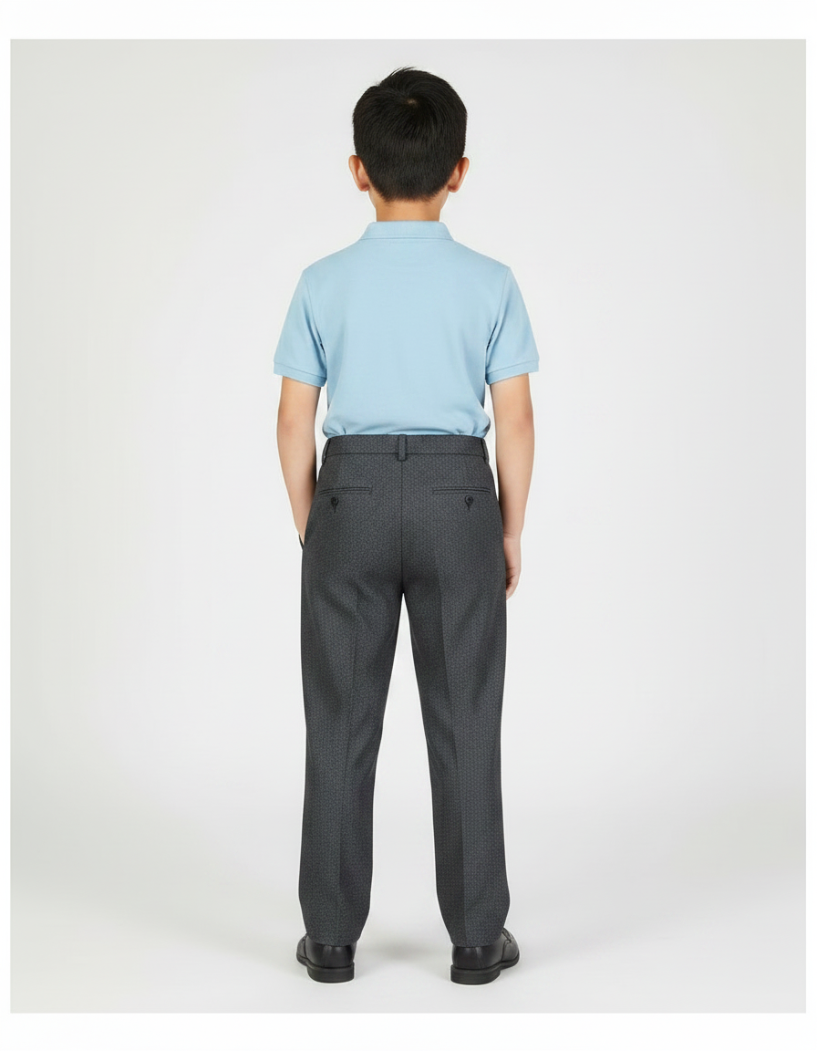 Pantalon À Pince Gris Foncé Texturé Droit Élégant - Tweed - vue 2