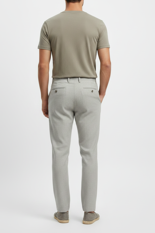 Pantalon À Pince Gris Clair Plissé Décontracté Homme - Lin - vue 2