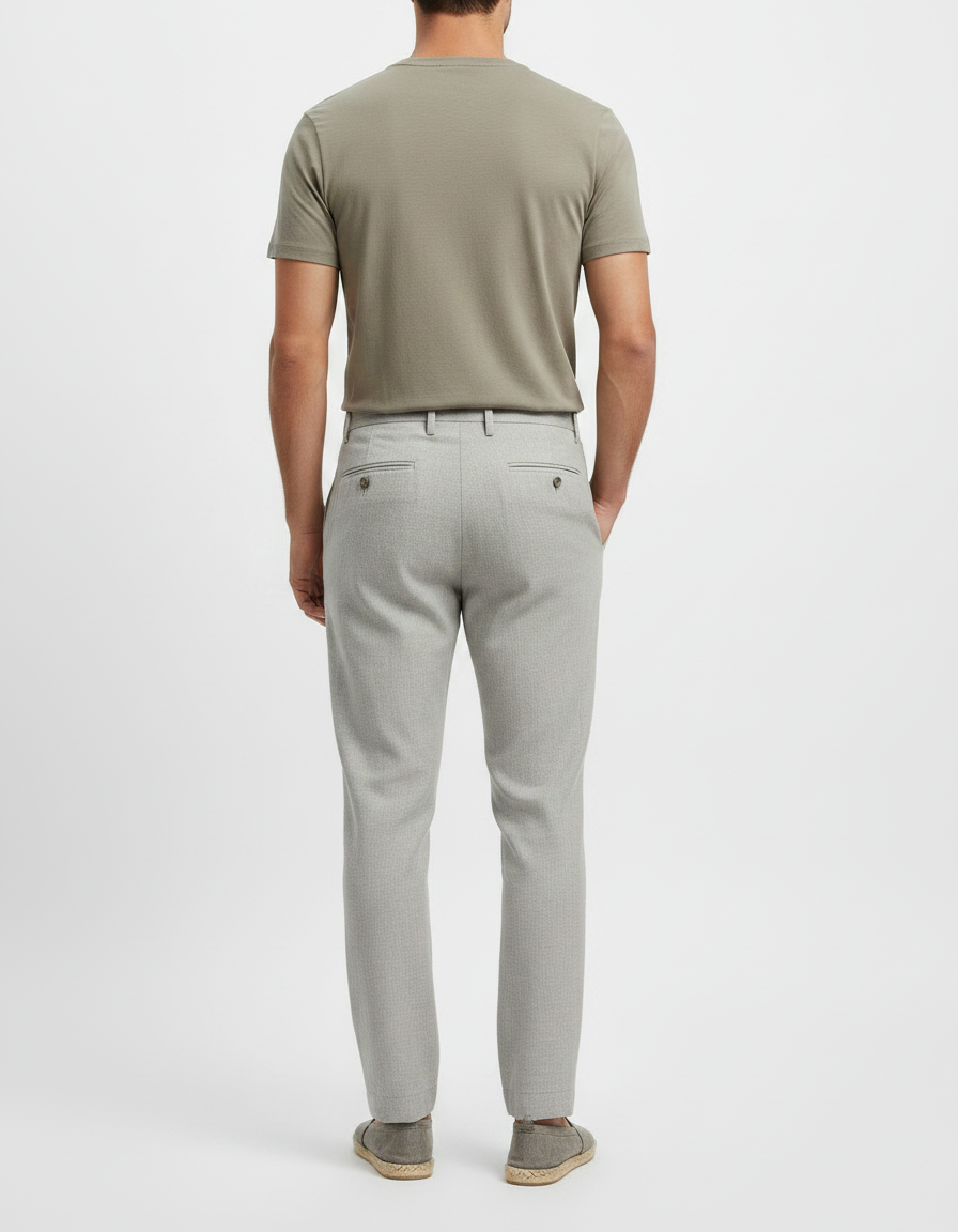 Pantalon À Pince Gris Clair Plissé Décontracté Homme - Lin - vue 2