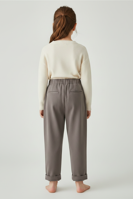 Pantalon À Pince Gris Ample Décontracté Enfant Coton - Molleton - vue 2