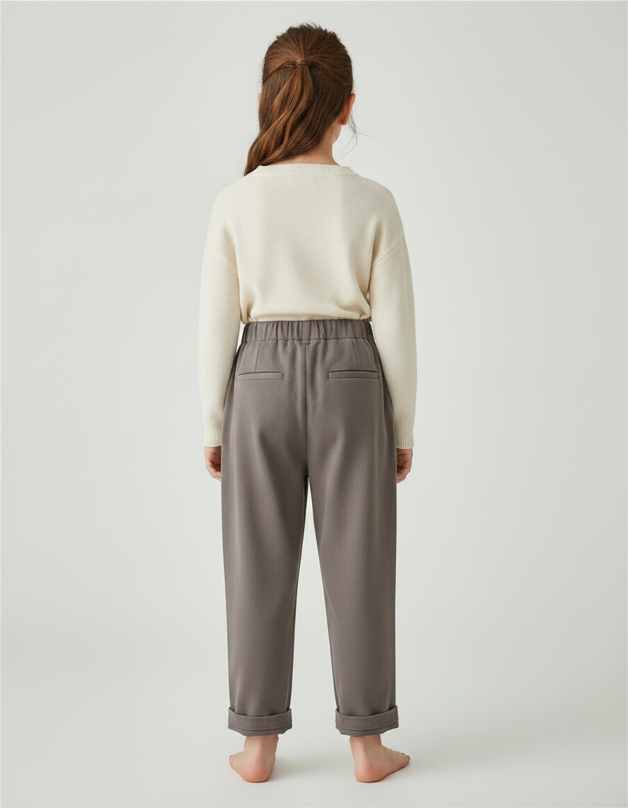 Pantalon À Pince Gris Ample Décontracté Enfant Coton - Molleton - vue 2