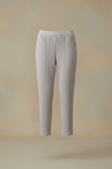 Pantalon À Pince Plissé Gris Confortable Cheville Décontracté - Maille - vue 3