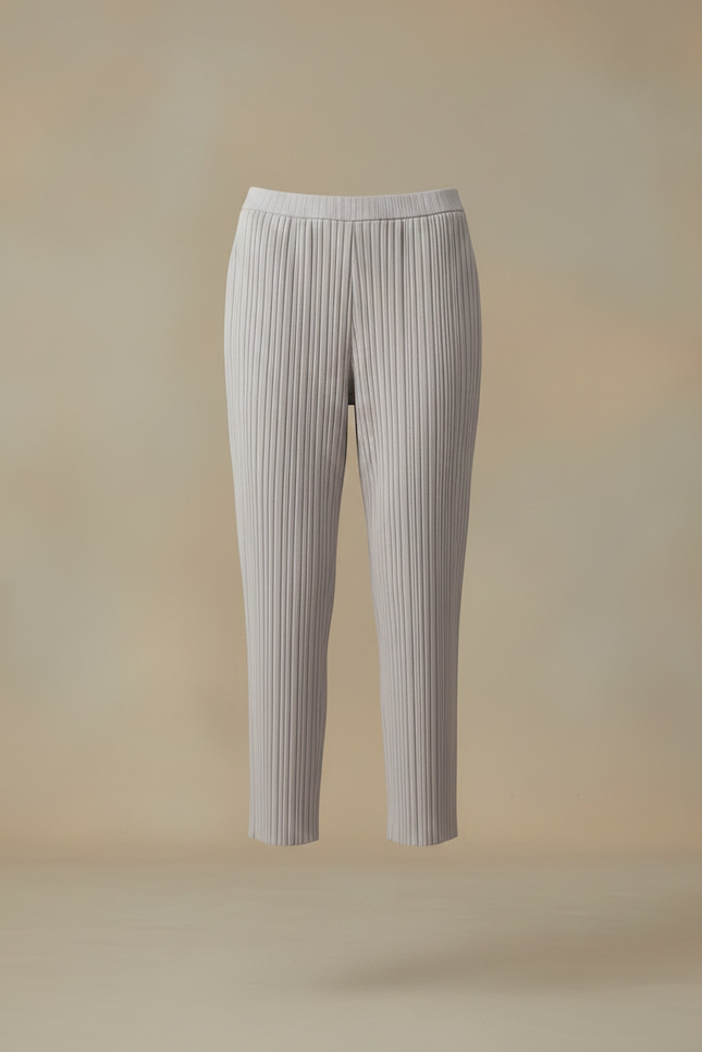 Pantalon À Pince Plissé Gris Confortable Cheville Décontracté - Maille - vue 3