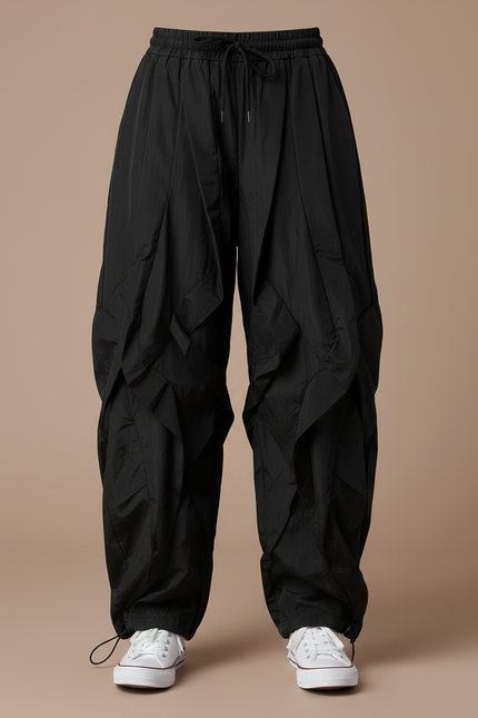 Pantalon À Pince Noir Ample Plissé Décontracté Enfant - Polyester - vue 3