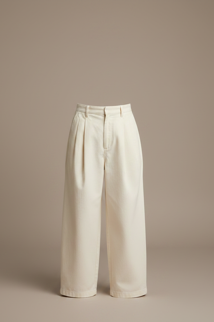 Pantalon À Pince Écru Ample Décontracté Enfant - Beige Toile - vue 3