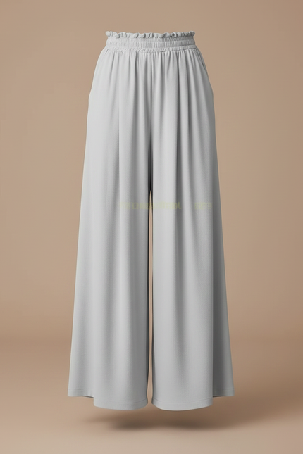 Pantalon À Pince Gris Fluide Ample Décontracté Fille - Viscose - vue 3