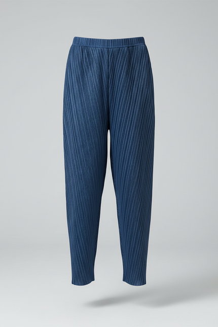 Pantalon À Pince Bleu Plissé Ample Décontracté Femme - Polyester - vue 3