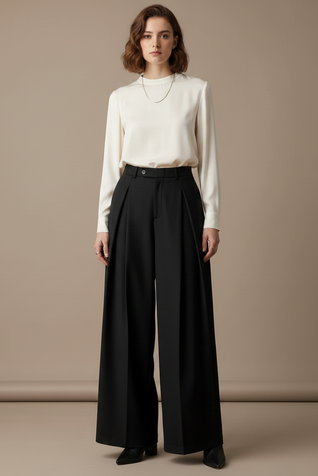 Pantalon À Pince 804c - Noir Gabardine - vue 3