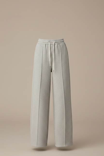 Pantalon À Pince Gris Clair Ample Décontracté Fluide - Molleton - vue 3