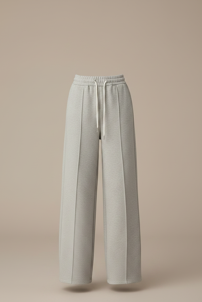 Pantalon À Pince Gris Clair Ample Décontracté Fluide - Molleton - vue 3