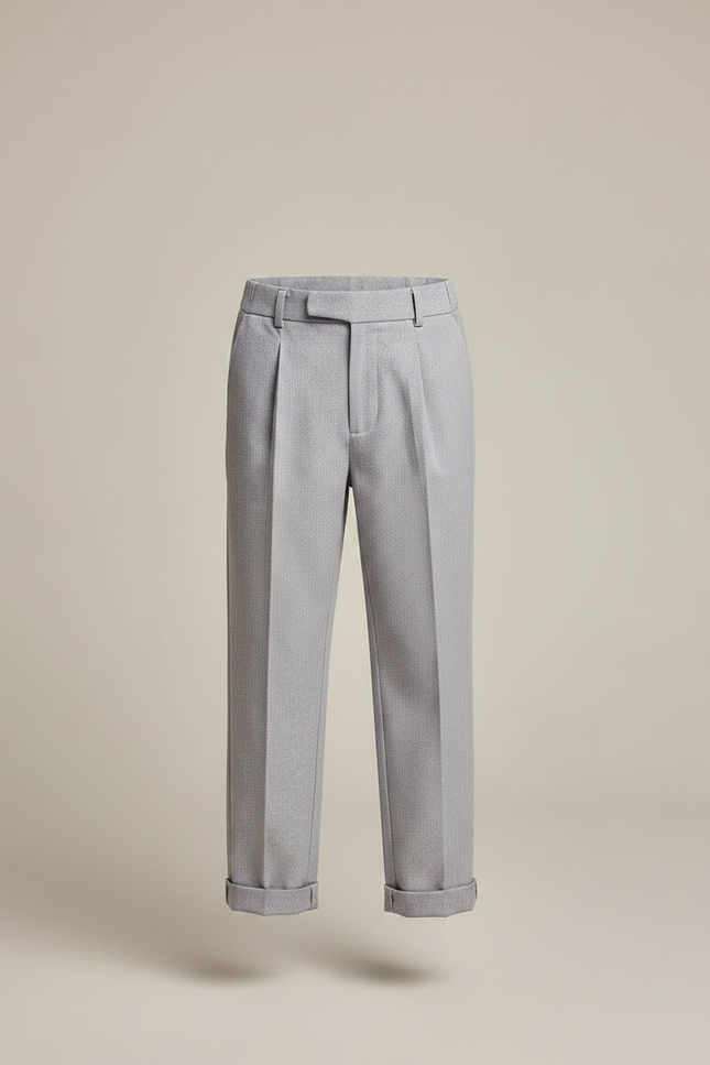 Pantalon À Pince Gris Clair Plissé Droit Garçon - Gabardine - vue 3