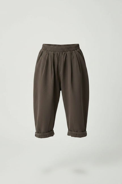 Pantalon À Pince Marron Ample Coton Enfant - Molleton - vue 3