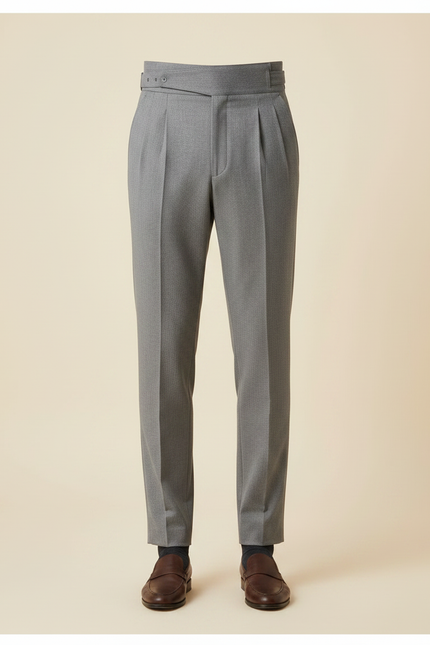 Pantalon À Pince Gris Plissé Taille Haute Slim Fit - Gabardine - vue 3