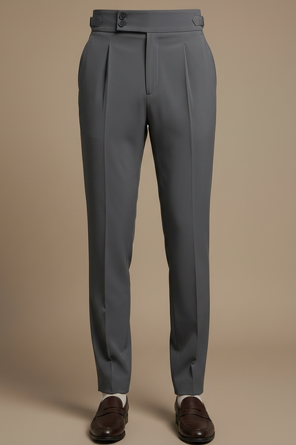 Pantalon À Pince Gris Élégant Coupe Slim Décontracté - Gabardine - vue 3